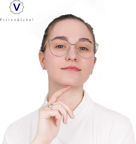Vista 5 de VisionGlobal Lentes de bloqueo de luz azul para mujer, antifatiga ocular, lectura en computadora, elegante marco ovalado