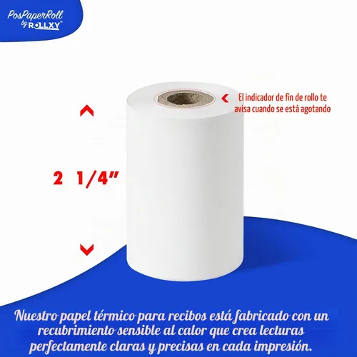 Vista 6 de 50 rollos de papel térmico de 2 1/4 pulgadas por 70 pies Verifone VX520 First Data FD400 Nurit 8000 8020 STP103 (48 gm)