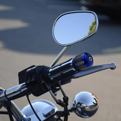 Vista 2 de X AUTOHAUX 1 par 7/8 "0.866 in azul motocicleta manillar extremo agarres barra extremos tapón tapón fibra de carbono patrón para motocicleta