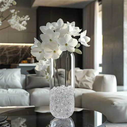 Vista 6 de Rocas de hielo falsas transparentes 700 piezas de diamantes falsos rellenos Centros de mesa de boda, pecera, exhibición de alimentos, accesorios