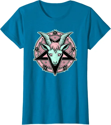 Vista 100 de Camiseta Kawaii Paste Creepy Goat Pentacle, Negro