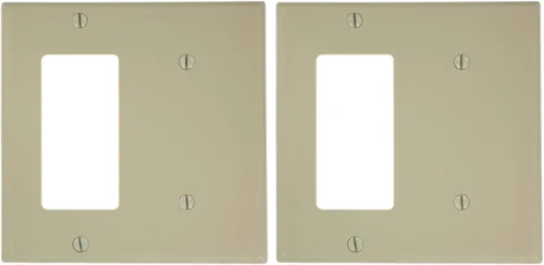 Vista 8 de Leviton Decora/ICFT - Placa de pared para combinación de dispositivos de 2 unidades, 1 blanco, tamaño estándar, 80708