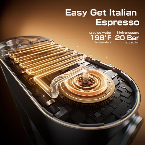 Vista 6 de Atatix Máquina de Café Espresso Mejorada, Cafetera Espresso Compacta de 20 Bares con Espumador de Leche, Cafetera de Acero Inoxidable con Tanque