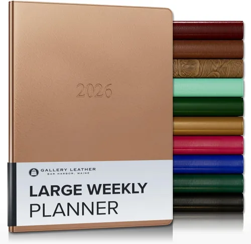 Vista 171 de Gallery Leather Planificador Semanal y Mensual Grande 2025-2026, Calendario Planificador y Cuaderno Elegantemente Encuadernado con Elegantes Bordes