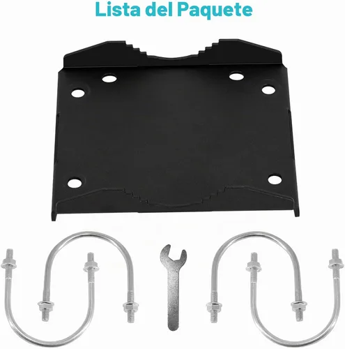 Vista 4 de Kit de soporte cruzado para mástil de antena para tubos de diámetro exterior de 1.65 a 2.45 pulgadas con placa de ángulo recto resistente