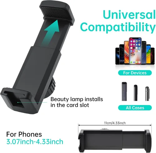 Vista 4 de Soporte para micrófono, brazo flexible de cuello de cisne de 360° para micrófonos de música, trípodes, clip de teléfono celular para todos