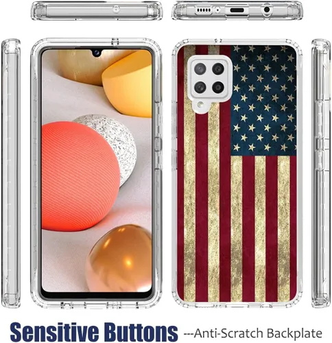 Vista 5 de Funda para Galaxy A42 5G/M42 5G SM-A426 con protector de pantalla de vidrio templado, cuerpo completo, diseño floral, a prueba de golpes, funda