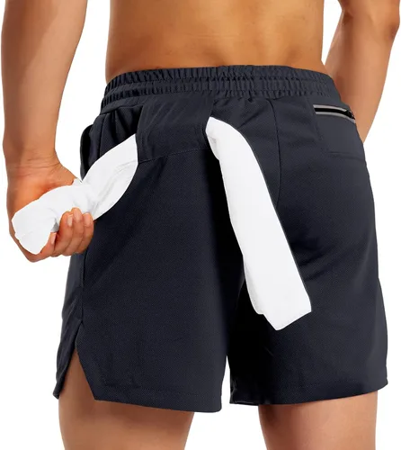 Vista 3 de Pantalones cortos de entrenamiento para hombre, ligeros, transpirables, pantalones cortos atléticos de 5 pulgadas de entrepierna con bolsillos