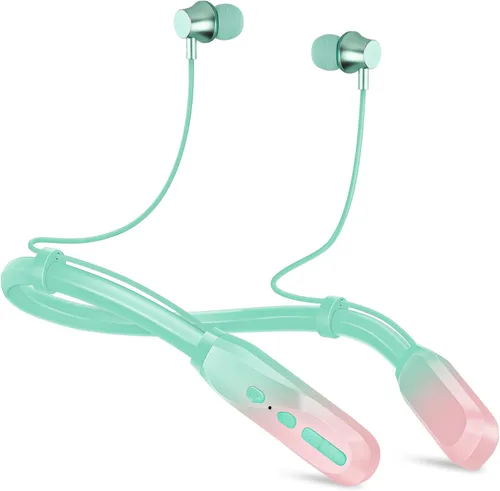 Vista 10 de Lecefty Auriculares Bluetooth con banda para el cuello, 200H tiempo de reproducción extra largo, auriculares inalámbricos estéreo con micrófono