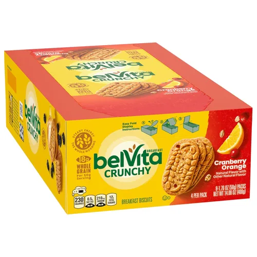 Vista 14 de belVita Galletas de barras de desayuno, naranja arándano, 8 paquetes