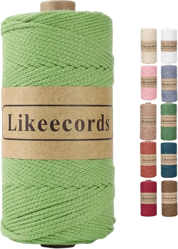 Vista 56 de Likeecords 100% Hilo de Ganchillo de Algodón Cordón de Bolsa de 2mm 170m Cordón de Macramé de 2mm Hilo de Crochet Cuerda de Macramé Regalo para Verde