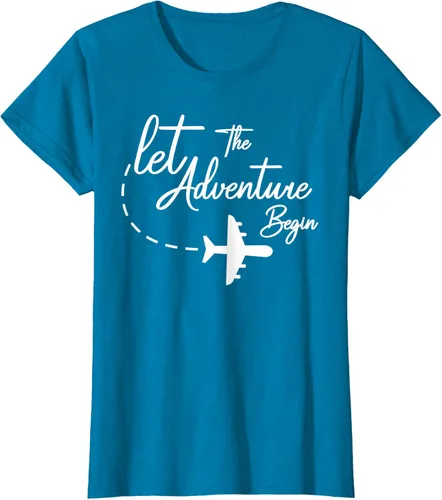 Vista 103 de Let The Adventure Begin - Camiseta inspiradora en modo de viaje en avión, Negro, S