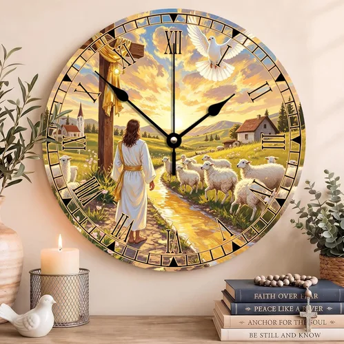 Vista 72 de Reloj con versículo bíblico con citas de Jesús, relojes de 0929Regalos Cristianos (2)