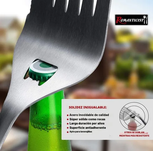 Vista 3 de ROMANTICIST 4 piezas de accesorios de parrilla resistentes para Top Chef - Juego de herramientas de parrilla profesional y herramientas básicas