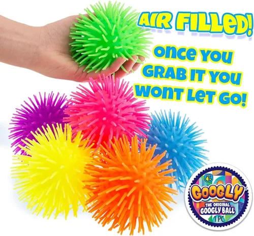 Vista 2 de JA-RU Googly Bola de Goma Inflable con Pinchos (1 Unidad Surtida) Tentáculos Suaves, Blandos y Elásticos. Juguete Sensorial Colorido para Niños.