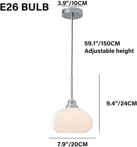 Vista 5 de Luces colgantes modernas de mediados de siglo, lámpara colgante con pantalla de vidrio blanco lechoso retro nórdico, lámpara colgante colgante