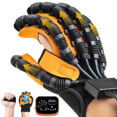 Vista 7 de Guantes robot de rehabilitación, equipo robótico de terapia de accidente cerebrovascular para adultos, dispositivo robótico de recuperación de Negro