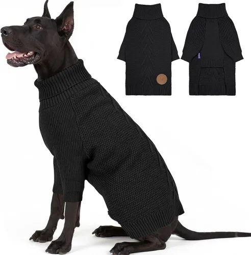 Vista 35 de cyeollo Suéter para perro pequeño, suéteres cálidos de cuello alto para perros pequeños, sudadera tejida para perrito con mangas, suéter de otoño e