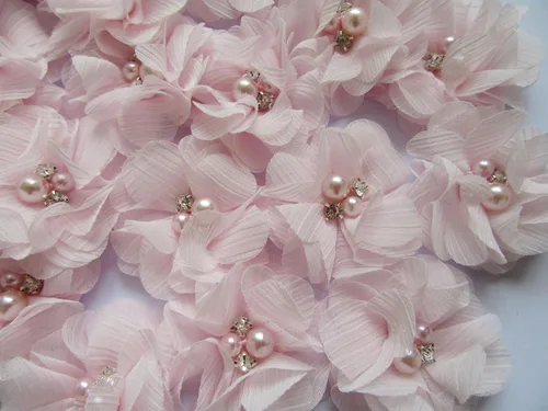 Vista 38 de YYCRAFT Paquete de 30 diademas de flores de gasa de 2 pulgadas, color rosa bebé