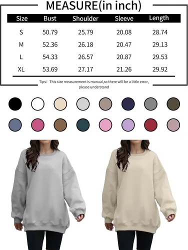 Vista 4 de Allonly Sudaderas de gran tamaño para mujer, cuello redondo, manga larga, cómodas, informales, con capucha, para otoño e invierno