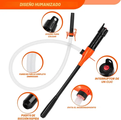 Vista 3 de Bomba de transferencia portátil a batería, bomba eléctrica operada por batería para sifón de gasolina, combustible, diésel y agua, extractor