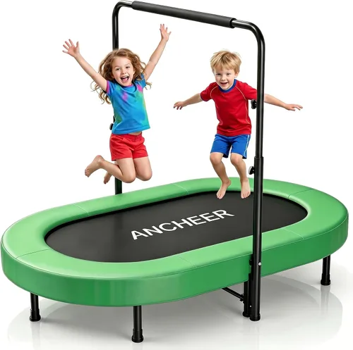 Vista 7 de ANCHEER Trampoline for Kids, Toddler Trampoline Indoor Sports and Outdoor Games 56" Kids Rebounder 220LBS Capacity with Adjustable Safety Handrail