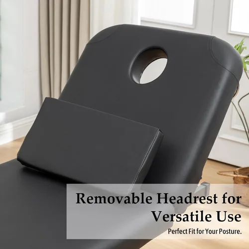 Vista 6 de Hohuqeri Mesa de masaje eléctrica profesional con control remoto, respaldo ajustable, cama médica para spa y depilación, silla de belleza de tatuaje