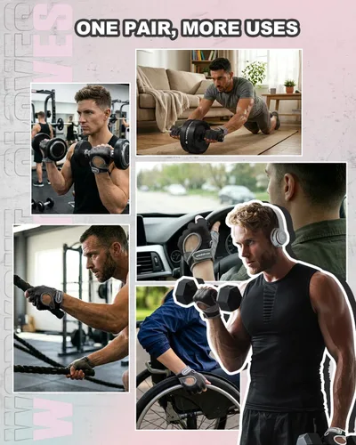 Vista 5 de VINSGUIR Guantes de entrenamiento para mujeres y hombres, guantes de levantamiento de pesas transpirables para ejercicio de gimnasio, fitness