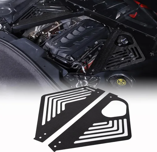 Vista 13 de Cubierta de panel de bahía de motor compatible con Chevrolet Corvette C8 2020-2023, cubiertas traseras de aleación de aluminio para motor izquierda