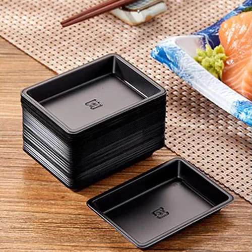 Vista 2 de Paquete de 100 platos de salsa rectangulares, mini platos desechables de postre para inmersión, platos de sopa, platos de soja, condimentos
