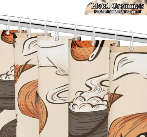 Vista 3 de Cortina de ducha divertida de Halloween, espeluznante y bonita, fantasma, calabazas, murciélagos, cortina de baño para niños, decoración