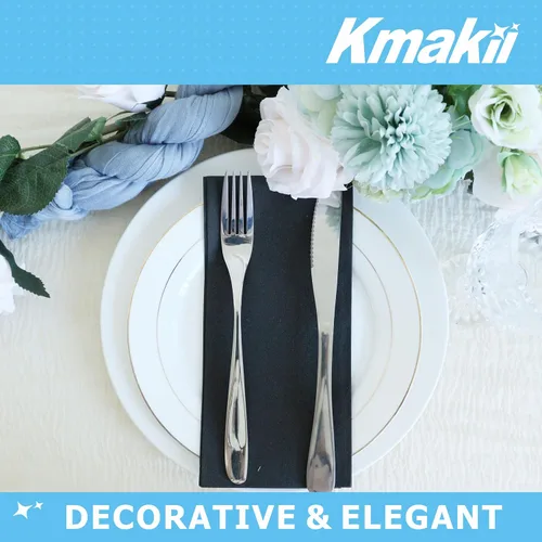 Vista 2 de KMAKII Servilletas desechables negras para cena, servilletas de tela como servilletas de papel de lino, toallas de mano de papel para baño, bodas