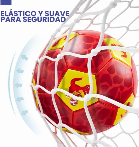 Vista 4 de hahaland Balón de fútbol tamaño 3 para niños con bolsa de malla de bomba Rojo
