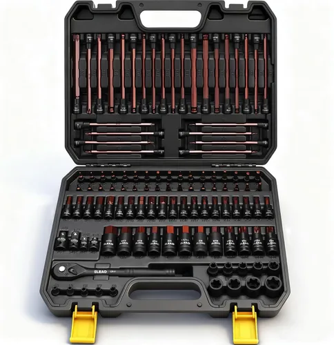 Vista 13 de Juego de llaves de vaso E-Torx invertidas de 17 piezas, acero Cr-V de impacto prémium E4 - E24 Star hembra para llave de impacto 1/2 3/8 1/4 Kit