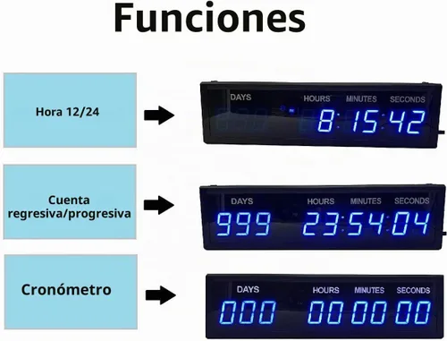 Vista 7 de Blue 1.8" 9Digits Large LED Cuenta Regresiva Cuenta Arriba Días Reloj con Evento Navideño Remoto Azul