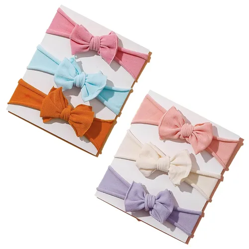 Vista 8 de 6 diademas de nailon para bebé, lazos elásticos para el pelo Tianhoudeger Double Layer Baby Bow Super Soft Elastic Hairbands Hair Accessories Gift