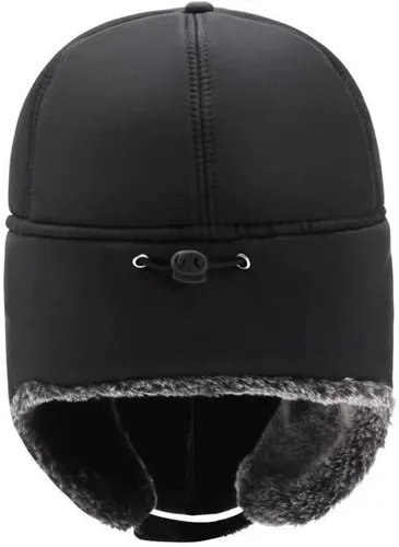 Vista 4 de Sombrero bombardero cálido de invierno para hombre, resistente al viento, con solapa para la oreja, para el clima frío, esquí, caza, pesca, regalos