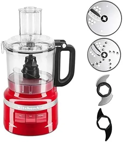 Vista 2 de KitchenAid Procesador de alimentos de 7 tazas Plus 3 velocidades Amasar Chop Shred Slice Puré Rojo Imperio (RENOVADO)