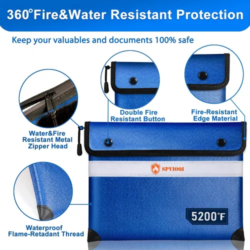 Vista 4 de Bolsa de documentos ignífuga mejorada – Aislamiento térmico de 5200 °F, bolsa de dinero ignífuga de 14.2 x 11 pulgadas con 8 capas