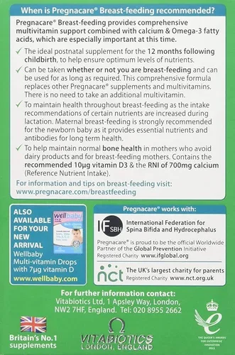 Vista 3 de Vitabiotics Pregnacare - Tabletas de lactancia materna - 84s (paquete de 3)