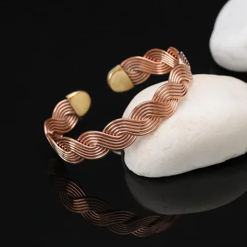 Vista 35 de Handmade Elegant Copper Bracelet for Women - Pure Copper Bracelet for Pain Relief and Stress Relief - Adjustable Entwisted Copper Bracelet to Fit