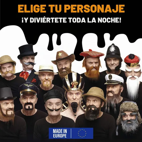 Vista 3 de Mustaches Fake Beard, Self-Adhesive Synthetic Fur Costume Accessory Set Negro lustroso