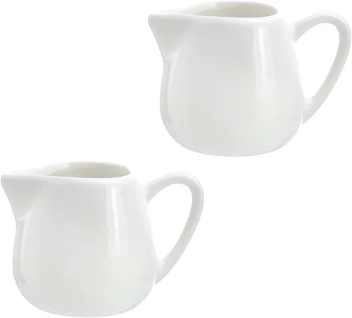 Vista 6 de CHOOLD 2 piezas Mini crema de cerámica con asa, jarra de crema de leche de café, color rojo, 1.5 oz