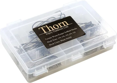 Vista 7 de Thorn Twister Worm Keeper Softbait Hook Kit con ganchos de caja de aparejos de pesca, 125 piezas