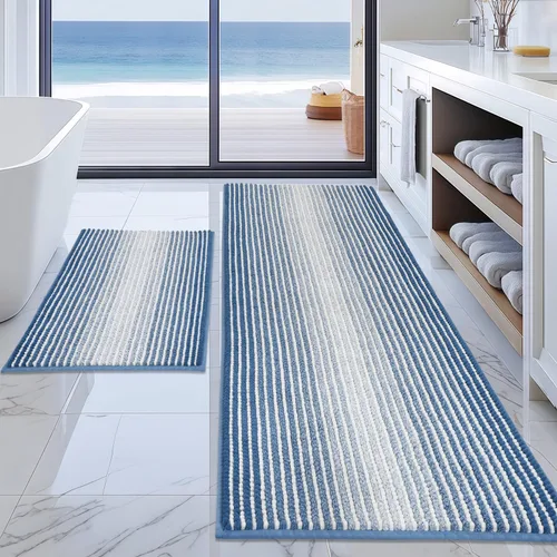 Vista 124 de BSICPRO Tapetes de baño de felpilla, 20 x 32 pulgadas, antideslizantes, absorbentes, suaves, peludos, para baño, lavables a máquina (salvia)