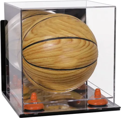 Vista 96 de Better Display Cases Mini acrílico - Miniatura (no tamaño completo) Baloncesto vitrina con elevadores negros y espejo (A015-BR)