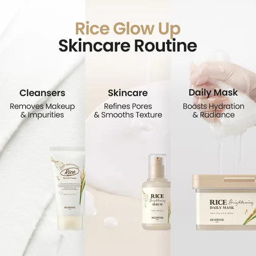 Vista 8 de SKINFOOD - Espuma de arroz para uso diario, 5.07 onzas líquidas, limpiador facial hipoalergénico de salvado de arroz microfino, exfoliante facial