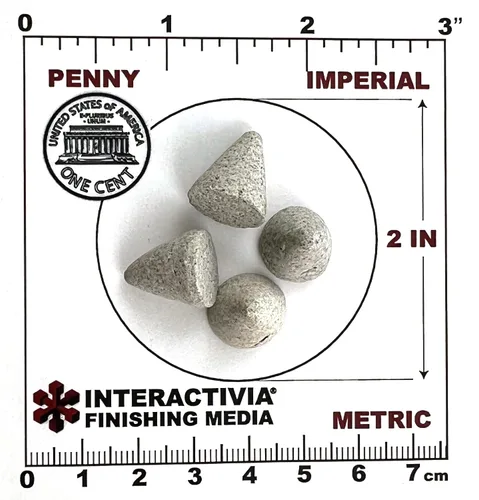 Vista 2 de Conos de corte recto de 1/2" x 5/8" – Fórmula de uso general, medios vibratorios, 1 libra incluye una bolsa (limpiar, secar y almacenar) para usar