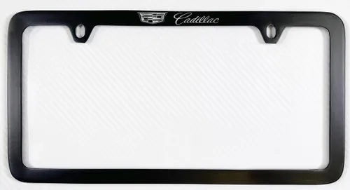 Vista 5 de Cadillac con escudo - Marco de placa de matrícula de metal - Negro recubierto en polvo con cromado expuesto Negro A