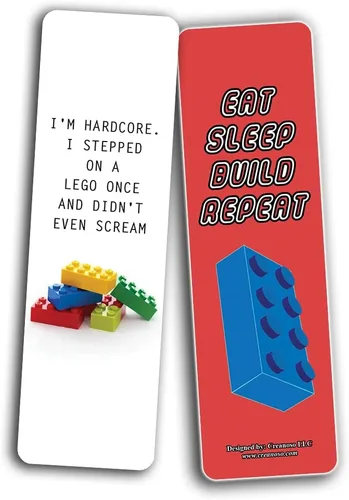 Vista 4 de Creanoso Divertidos marcadores de Lego (5 juegos x 6 tarjetas) – Juego de tarjetas inspiradoras diarias – Interesante libro de páginas – Gran regalo